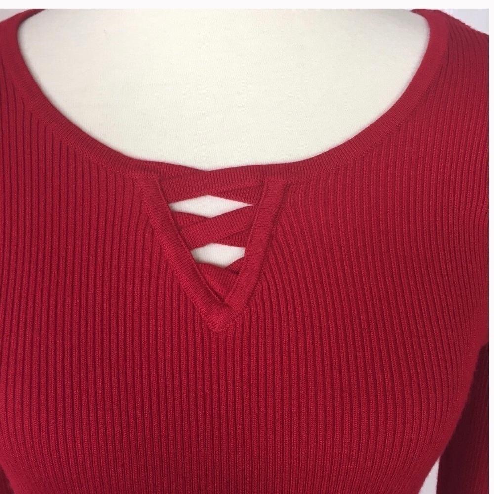 Croft and Barrow Knit Top Scoop Neck Red M - Picture 3 of 6